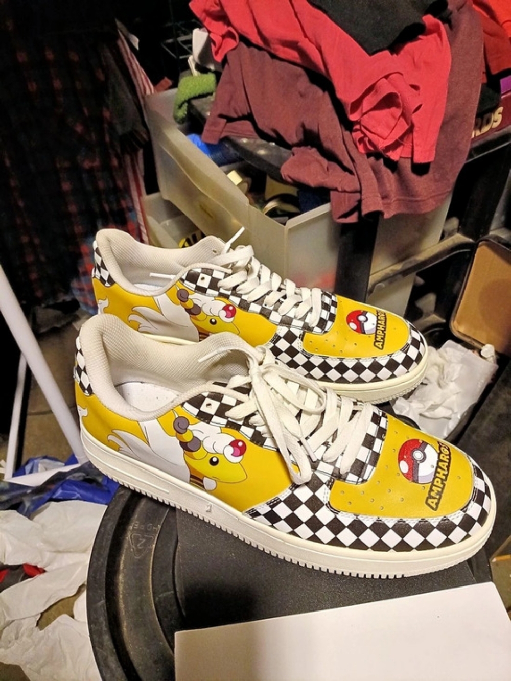 Character Checkered Sneakers in Yellow & White Like New
